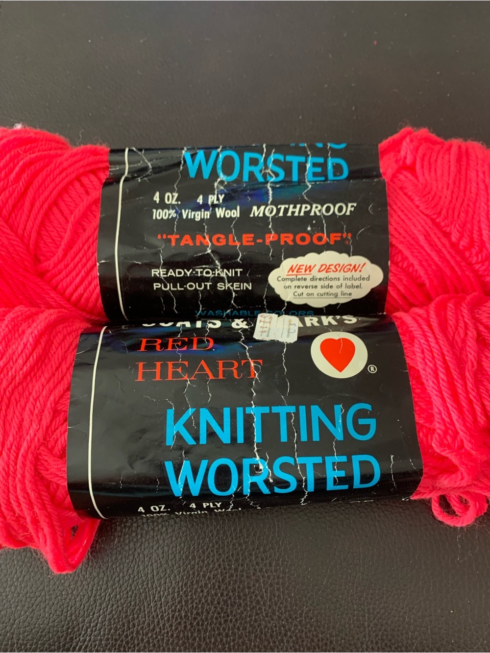 Yarn 100% Pure Virgin Wool Lot Of 2 For Knitting Color 793 Coral Dye Lot 1147